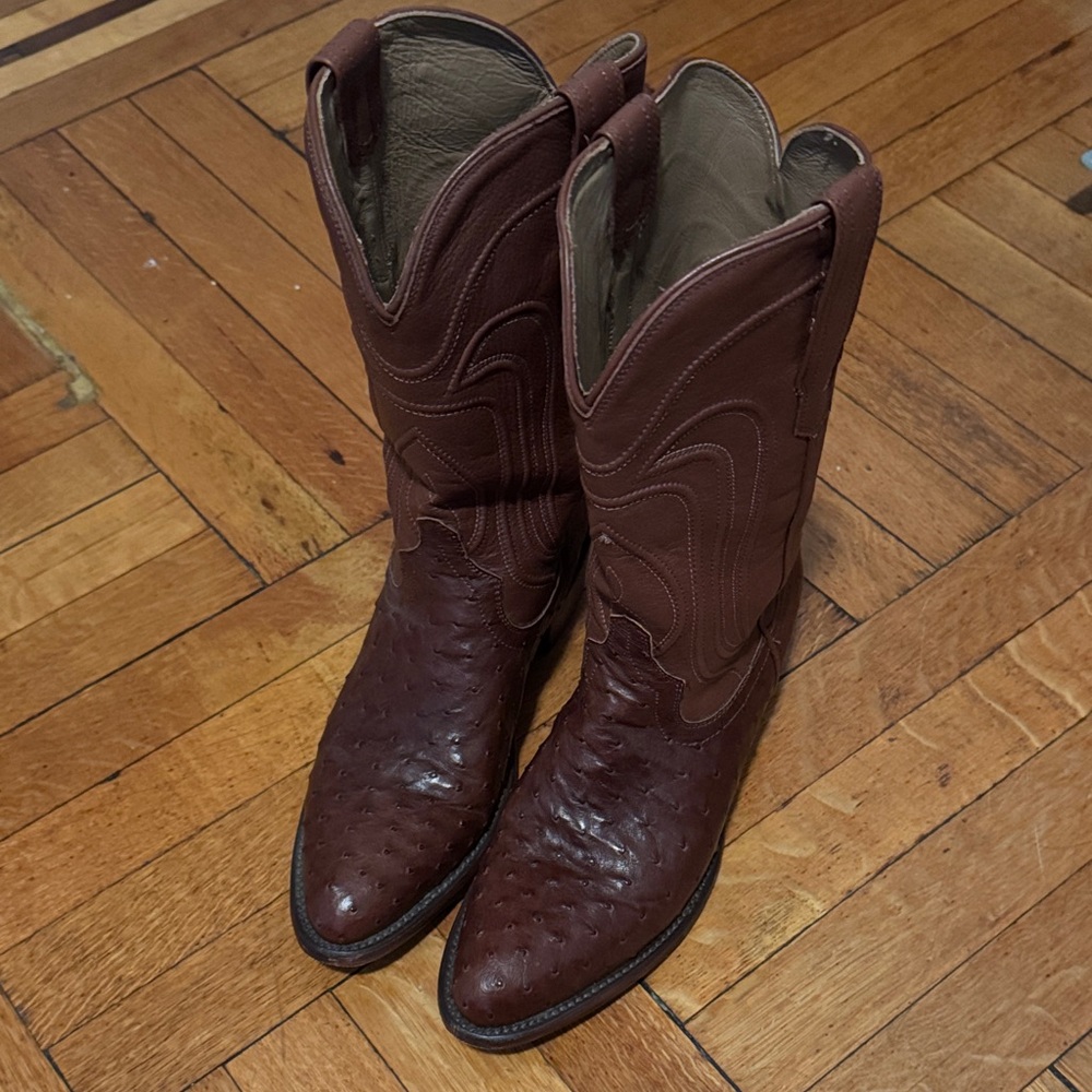 Tecovas Women’s Jamie Ostrich Brown Leather Western Boots